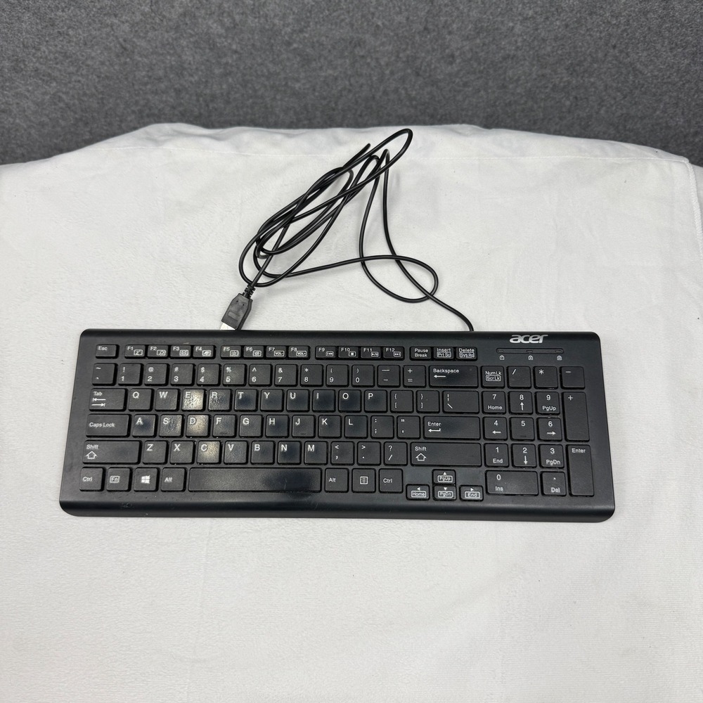 Acer SK-9626 Wired USB Keyboard Black Slim Low Profile with Number Pad